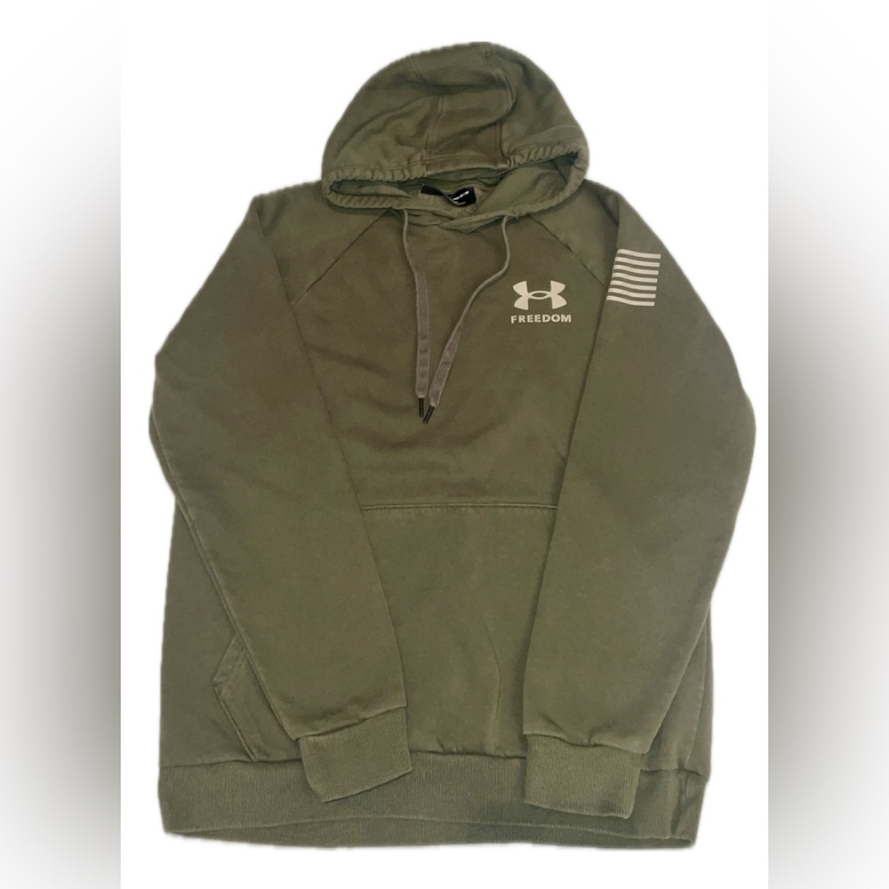 Under Armour Freedom Flag Hoodie Olive Green Men Medium